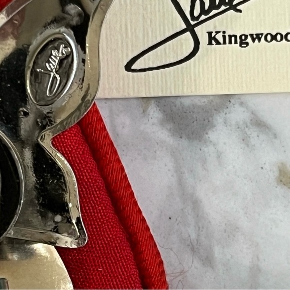 1993 Signed TwoTone Silver Gold HEART Angel Butterfly Earrings Jane Kingwood - Picture 5 of 7